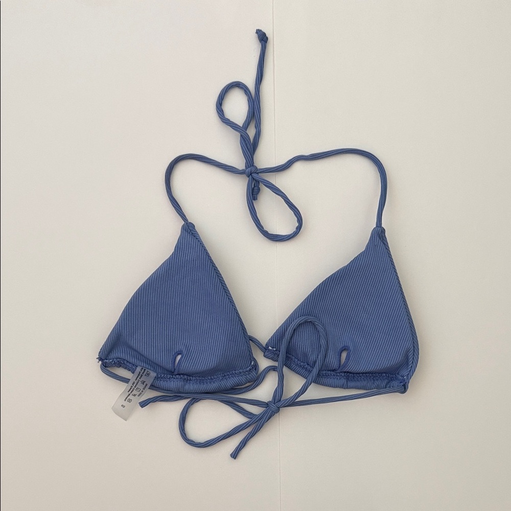 SHEIN Blue Ribbed Triangle String Bikini - Picture 3 of 3